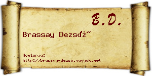 Brassay Dezső névjegykártya